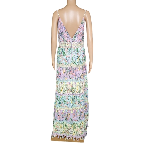 Alice + Olivia Karolina Tie Front Maxi Dress in Coastal Gardens Lavender Size 12 - Picture 6 of 15